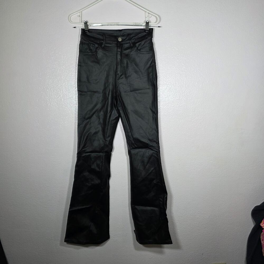 Myoursa faux leather slim bootcut pants black women’s S